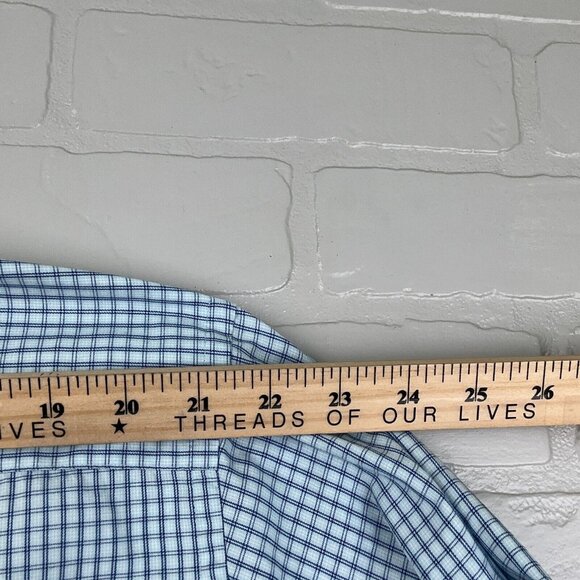 Peter Millar Shirt Mens 2XLarge Blue White Check Cotton Dress Classic Career - Picture 9 of 11